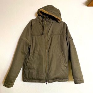 HEMP HOODLAMB Men’s Classic Green Bomber Jacket Coat Faux Fur Lined SZ M…